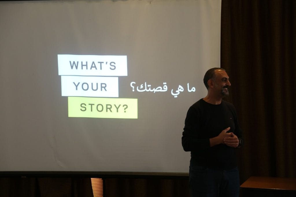 Ziad Barouni giving a storytelling training